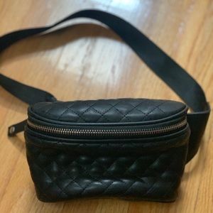 Black Faux Leather Fanny Pack